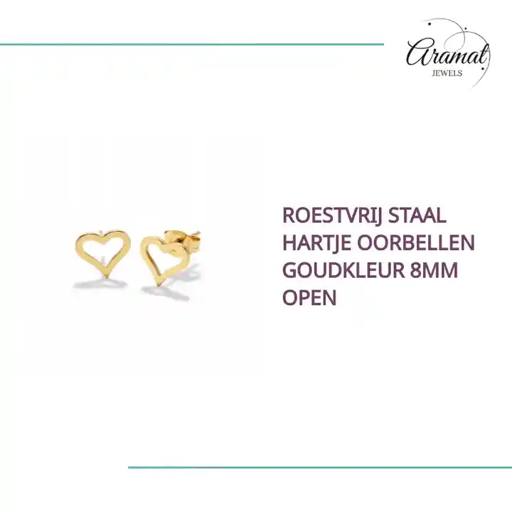 Roestvrij Staal Hartje Oorbellen Goudkleur 8mm Open by@Outfy