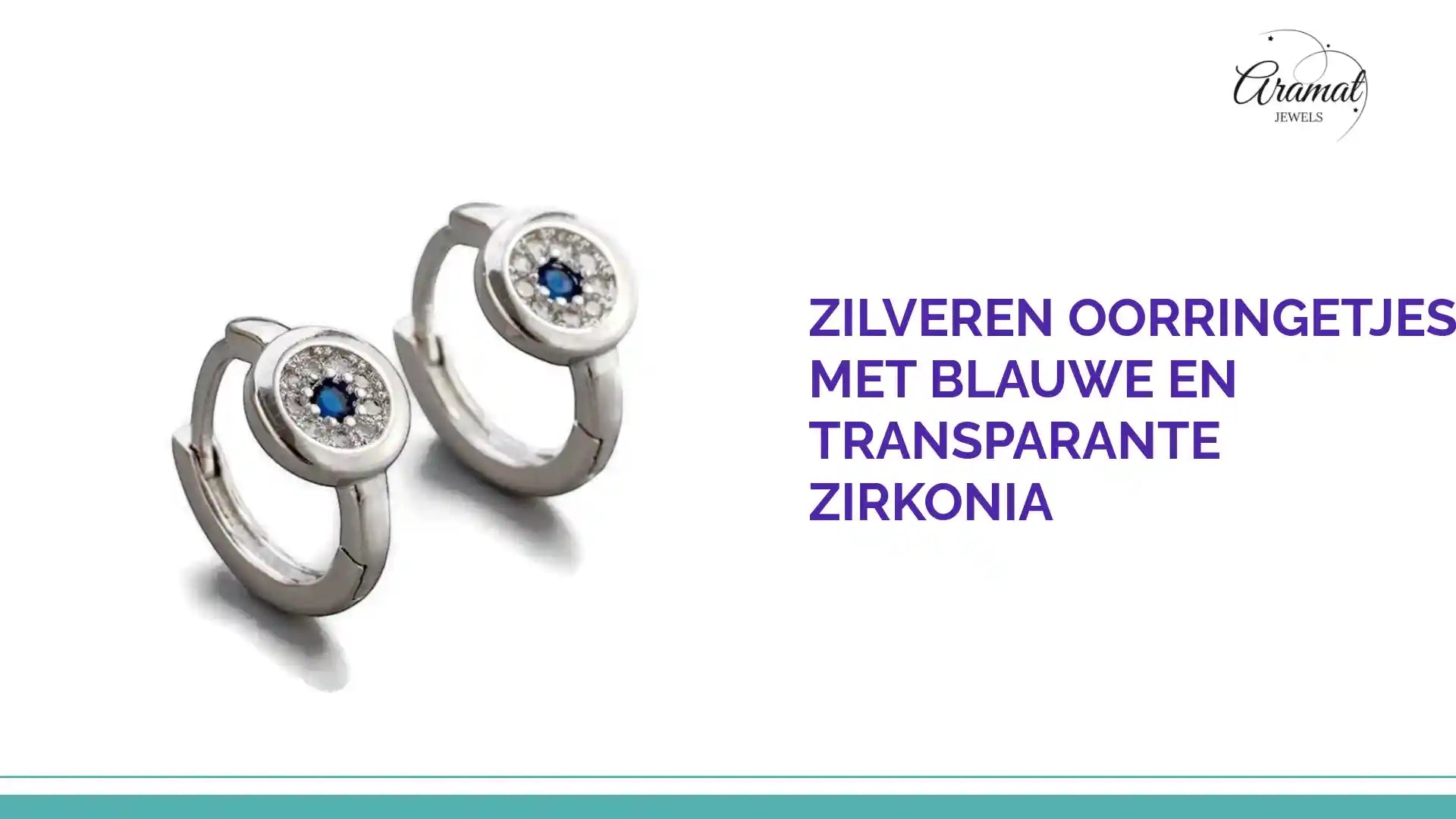 Zilveren Oorringetjes met Blauwe en Transparante Zirkonia by@Outfy