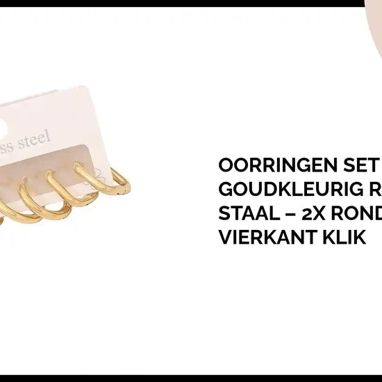 Oorringen Set 3 Paar Goudkleurig Roestvrij Staal &ndash; 2x Rond + 1x Vierkant Klik by@Outfy