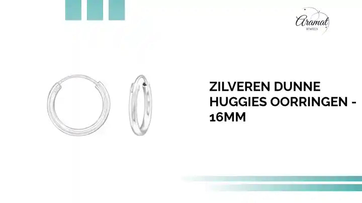 Zilveren Dunne Huggies Oorringen - 16mm by@Outfy