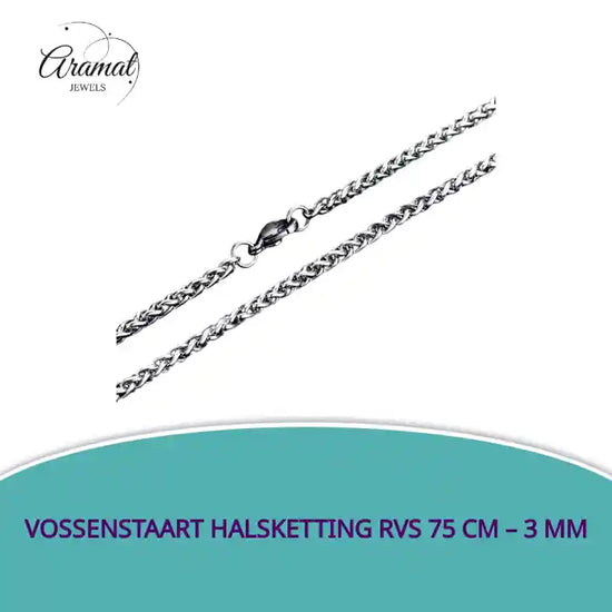 Vossenstaart Halsketting RVS 75 cm &ndash; 3 mm by@Outfy