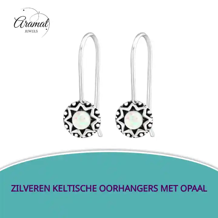Zilveren Keltische Oorhangers met Opaal by@Outfy