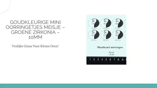 Goudkleurige Mini Oorringetjes Meisje &ndash; Groene Zirkonia &ndash; 10mm by@Outfy