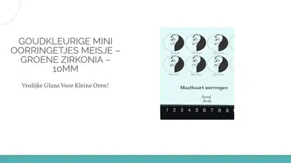 Goudkleurige Mini Oorringetjes Meisje &ndash; Groene Zirkonia &ndash; 10mm by@Outfy