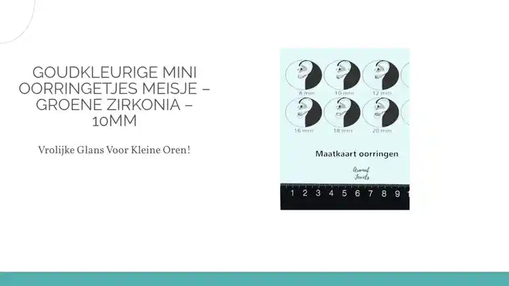Goudkleurige Mini Oorringetjes Meisje &ndash; Groene Zirkonia &ndash; 10mm by@Outfy