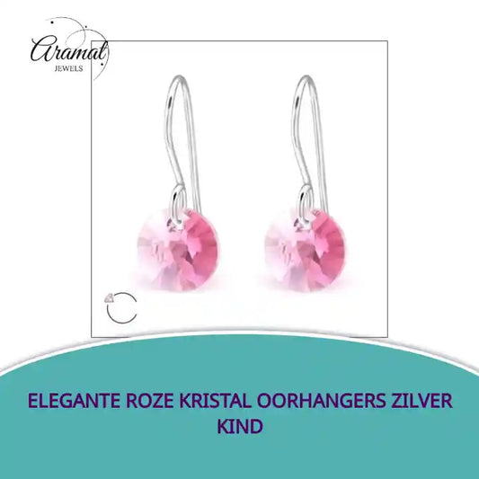 Elegante Roze Kristal Oorhangers zilver kind by@Outfy