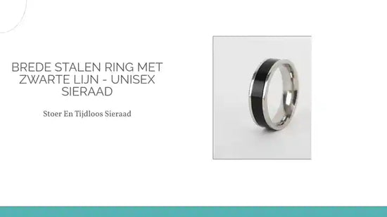 Brede Stalen Ring met Zwarte Lijn - Unisex Sieraad by@Outfy
