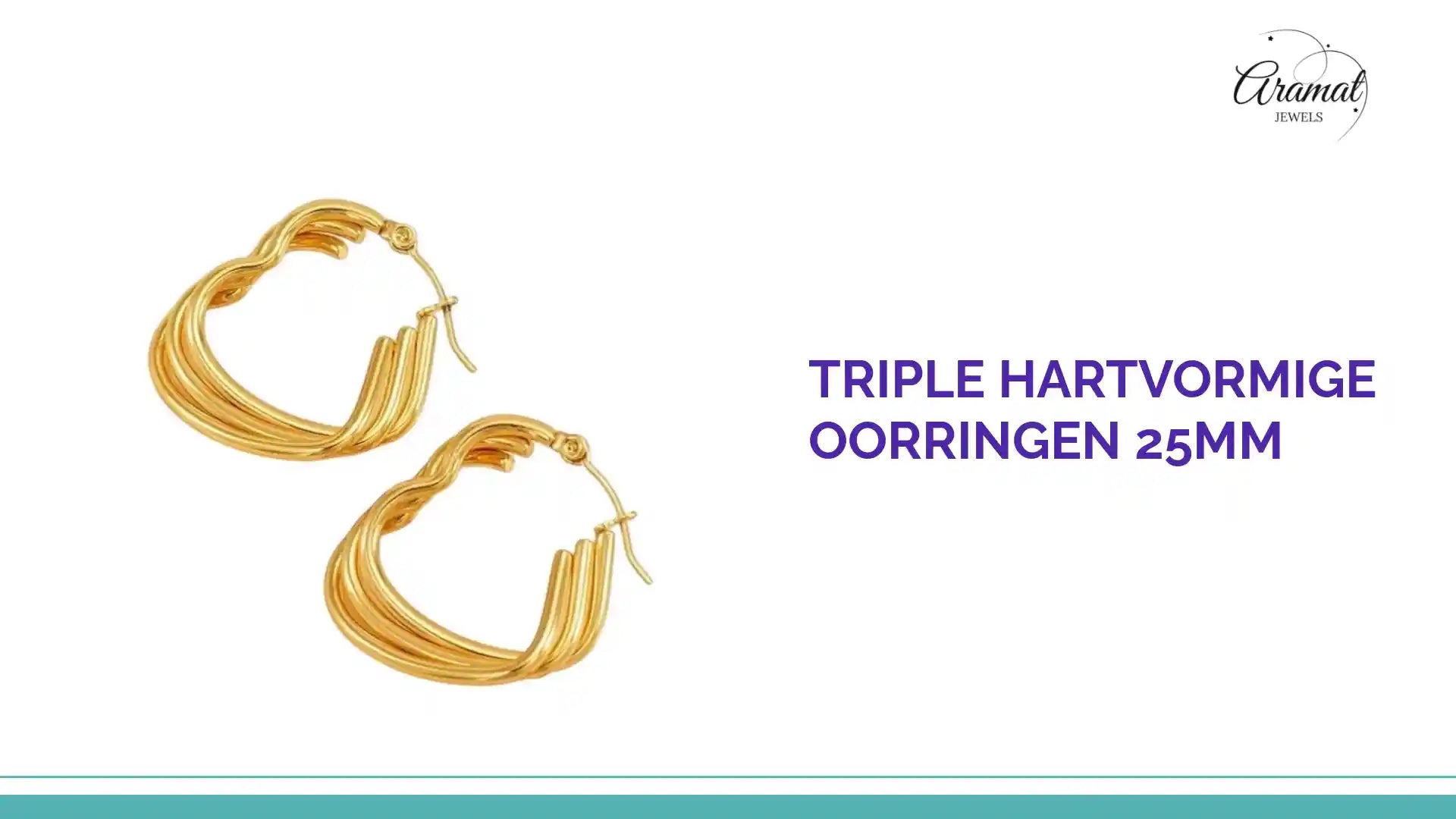 Triple Hartvormige Oorringen 25mm by@Outfy