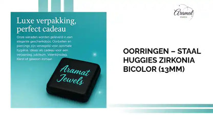 Oorringen &ndash; Staal Huggies Zirkonia Bicolor (13mm) by@Outfy