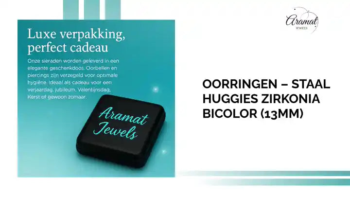 Oorringen &ndash; Staal Huggies Zirkonia Bicolor (13mm) by@Outfy