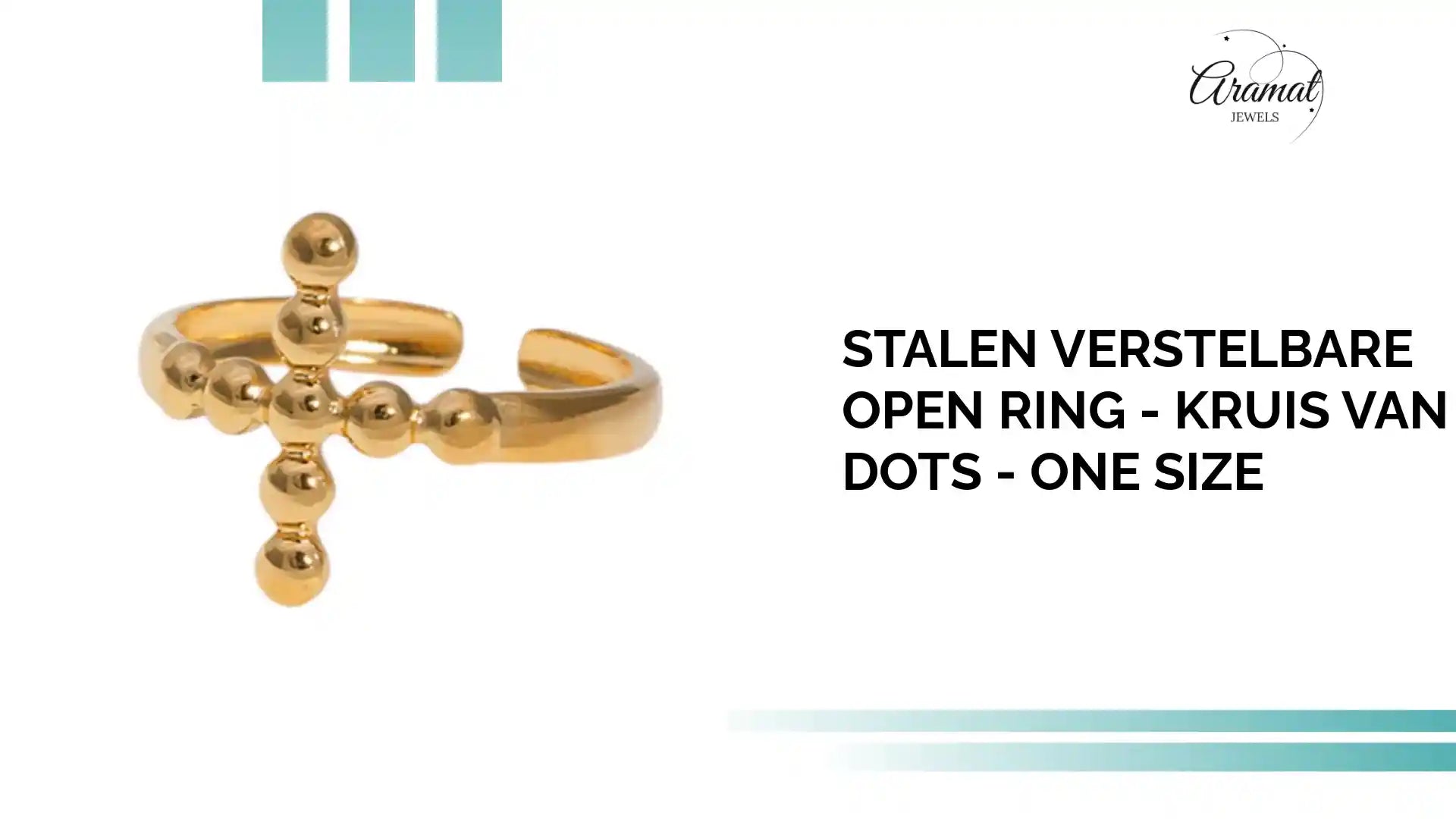 Stalen Verstelbare Open Ring - Kruis van Dots - One Size by@Outfy