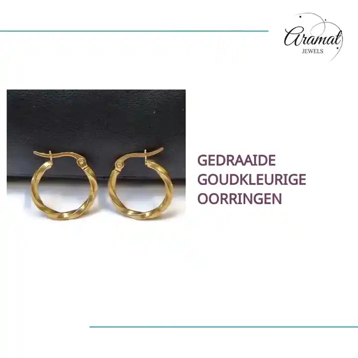 Gedraaide Goudkleurige Oorringen by@Outfy