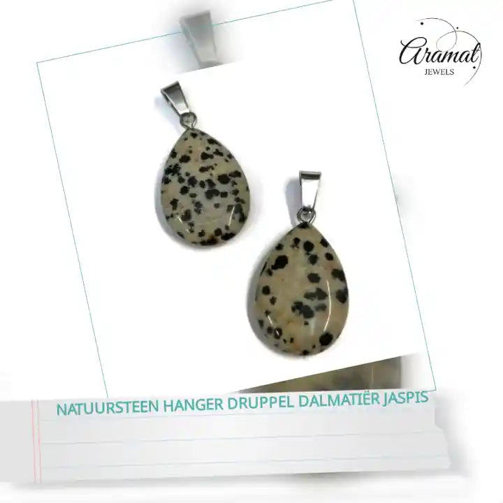 Natuursteen hanger druppel Dalmati&euml;r Jaspis by@Outfy