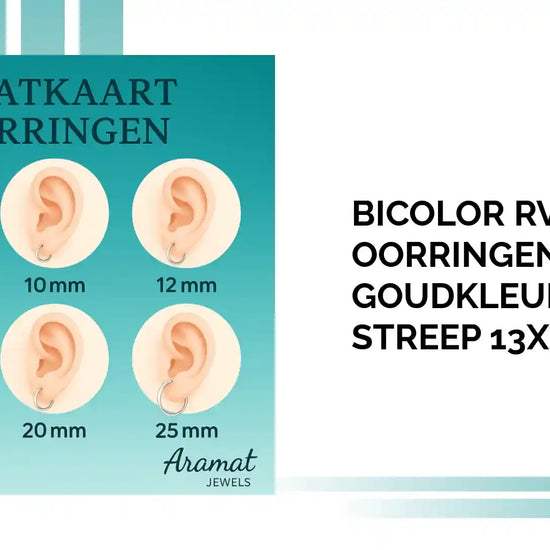 Bicolor RVS Oorringen met Goudkleurige Streep 13x7mm by@Outfy