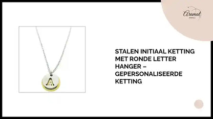 Stalen Initiaal Ketting met Ronde Letter Hanger &ndash; Gepersonaliseerde Ketting by@Outfy