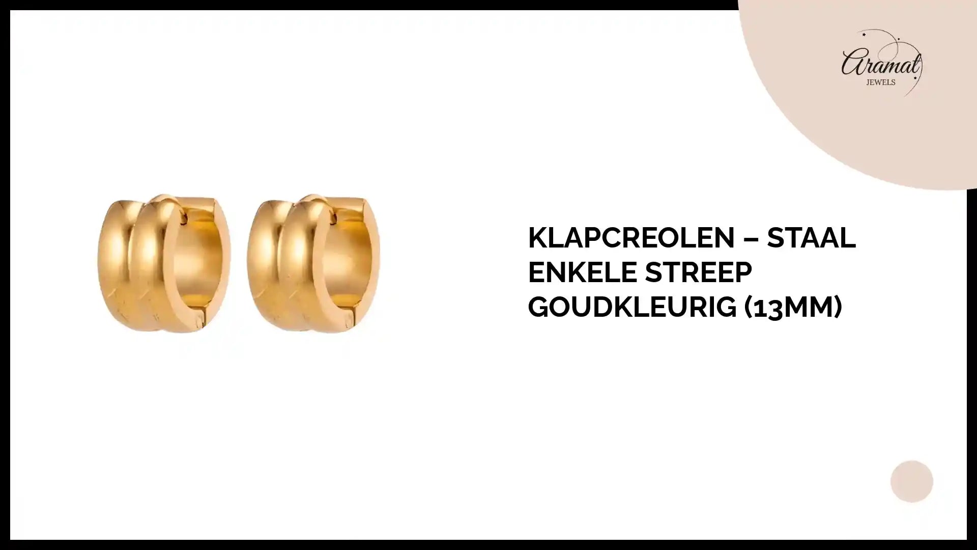 Klapcreolen &ndash; Staal Enkele Streep Goudkleurig (13mm) by@Outfy