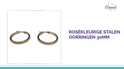 Ros&eacute;kleurige Stalen Oorringen 30mm by@Outfy