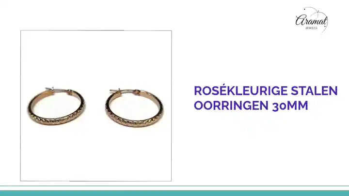 Ros&eacute;kleurige Stalen Oorringen 30mm by@Outfy