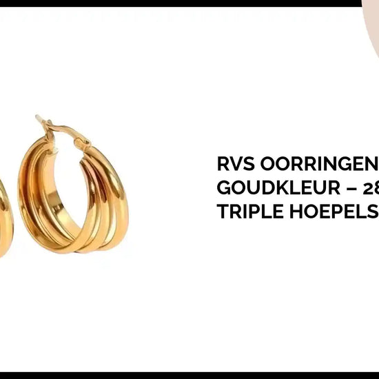 RVS Oorringen Goudkleur &ndash; 28mm &ndash; Triple Hoepels in 1 by@Outfy