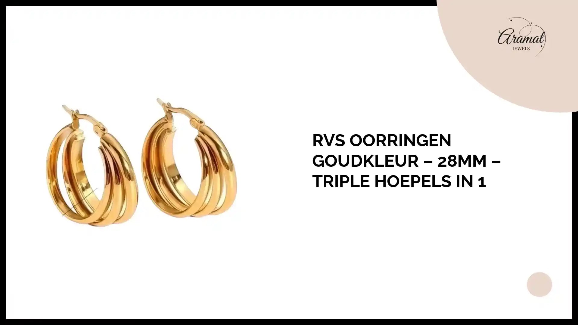 RVS Oorringen Goudkleur &ndash; 28mm &ndash; Triple Hoepels in 1 by@Outfy