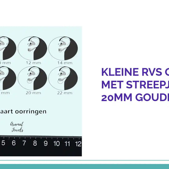 Kleine RVS Oorringen met Streepjesmotief &ndash; 20mm Goudkleurig by@Outfy