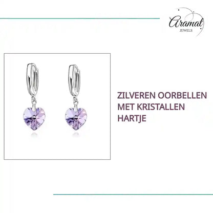 Zilveren Oorbellen met Kristallen Hartje by@Outfy