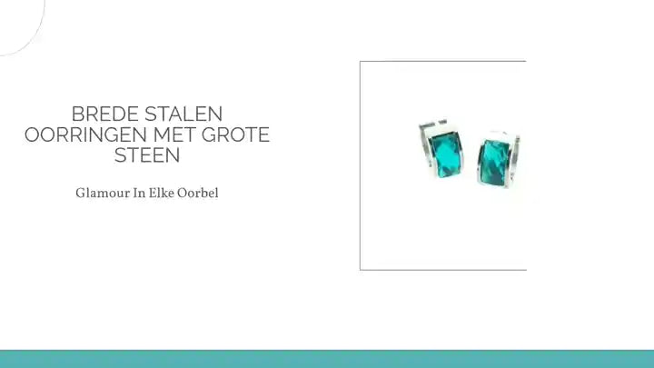 Brede Stalen Oorringen met Grote Steen by@Outfy