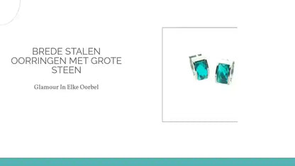 Brede Stalen Oorringen met Grote Steen by@Outfy