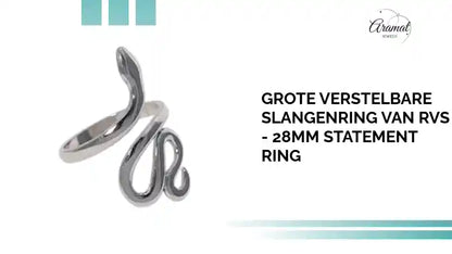 Grote Verstelbare Slangenring van RVS - 28mm Statement Ring by@Outfy