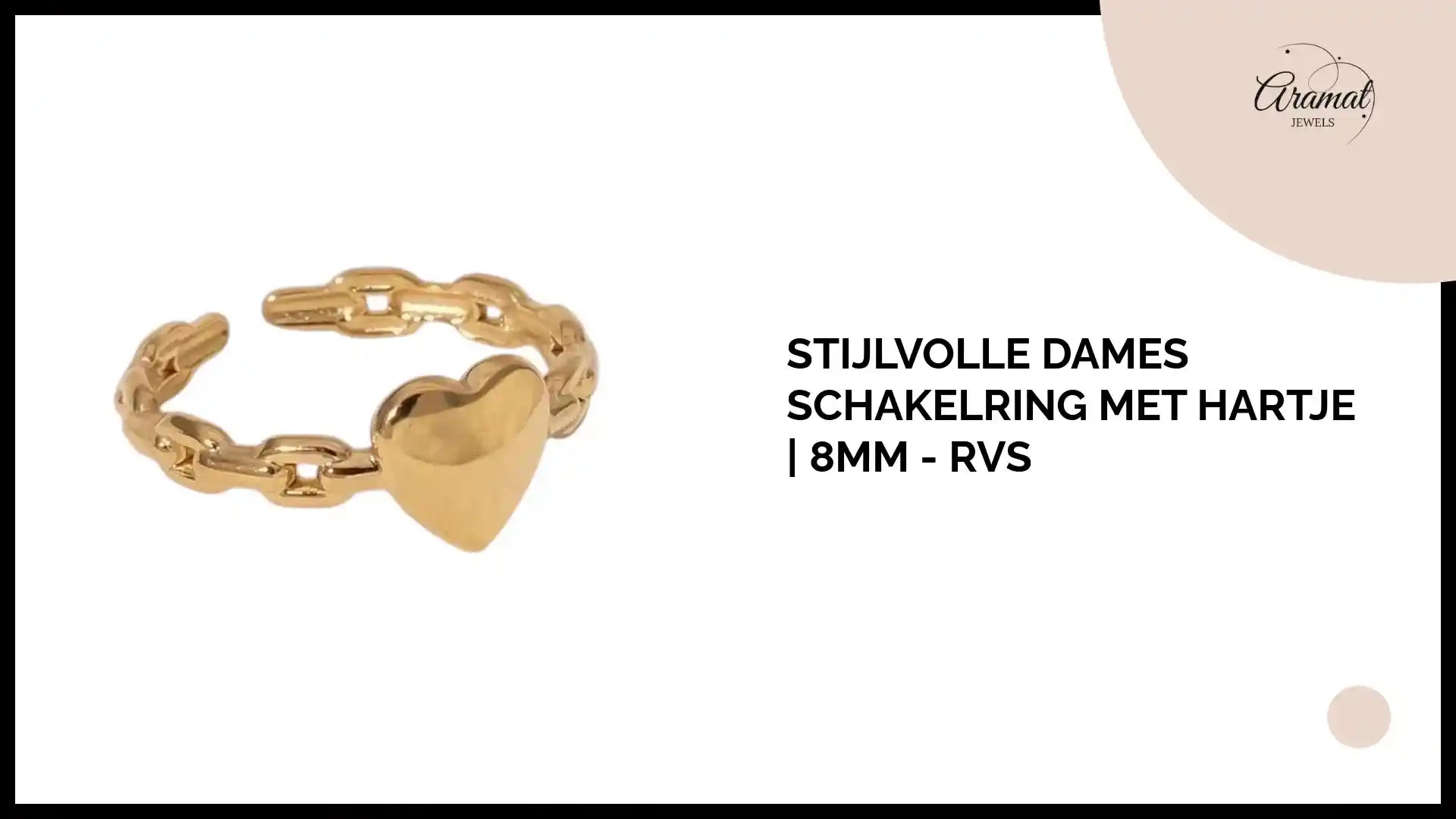 Stijlvolle Dames Schakelring met Hartje | 8mm - RVS by@Outfy
