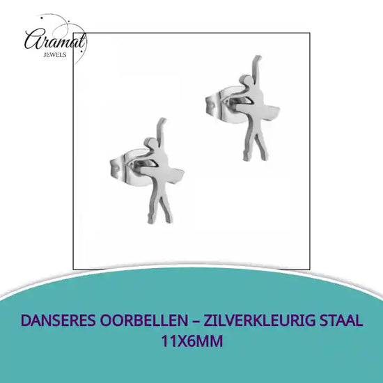 Danseres Oorbellen &ndash; Zilverkleurig Staal 11x6mm by@Outfy