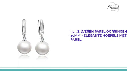 925 Zilveren Parel Oorringen 10mm - Elegante Hoepels met Parel by@Outfy