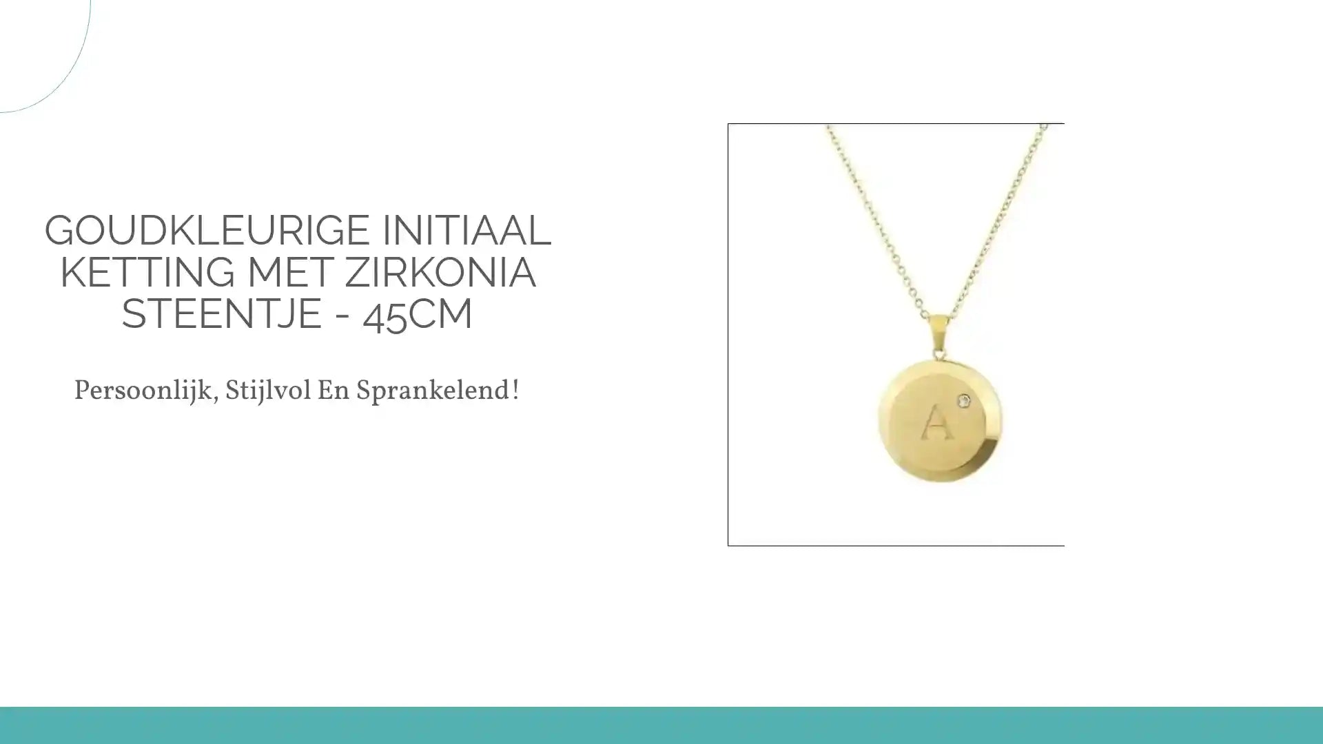 Goudkleurige Initiaal Ketting met Zirkonia Steentje - 45cm by@Outfy