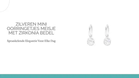 Zilveren Mini Oorringetjes meisje met Zirkonia Bedel by@Outfy