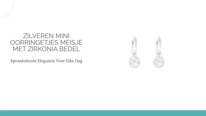 Zilveren Mini Oorringetjes meisje met Zirkonia Bedel by@Outfy