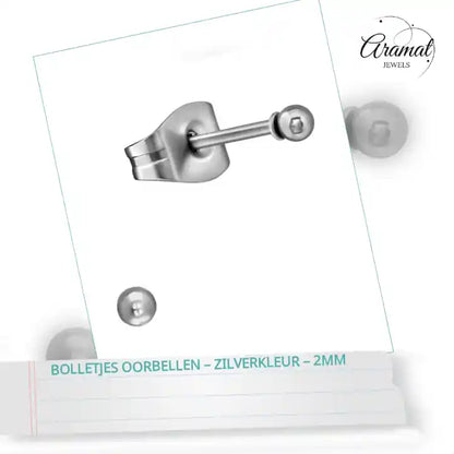 Bolletjes oorbellen &ndash; zilverkleur &ndash; 2mm by@Outfy