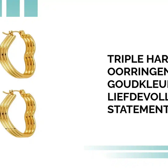 Triple Hart Oorringen Goudkleurig - Liefdevolle Statement by@Outfy