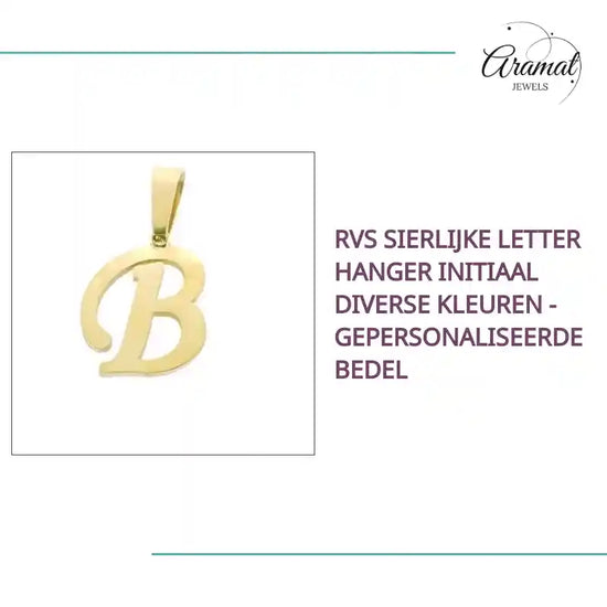 RVS Sierlijke Letter Hanger Initiaal Diverse Kleuren - Gepersonaliseerde Bedel by@Outfy