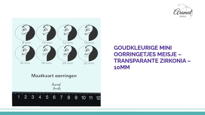 Goudkleurige Mini Oorringetjes Meisje &ndash; Transparante Zirkonia &ndash; 10mm by@Outfy