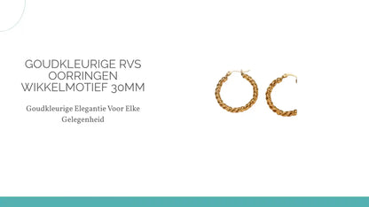 Goudkleurige RVS oorringen wikkelmotief 30mm by@Outfy