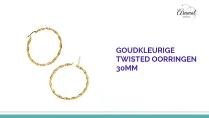 Goudkleurige twisted oorringen 30mm by@Outfy