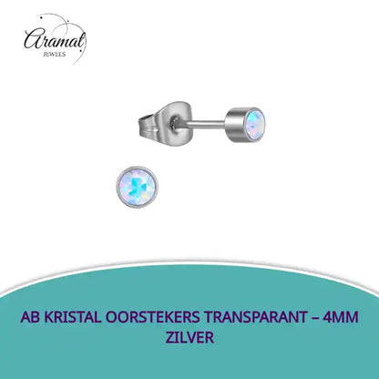 AB kristal oorstekers transparant &ndash; 4mm zilver by@Outfy