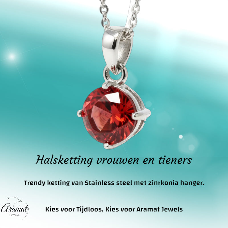 Pendentif élégant en acier inoxydable et zircone