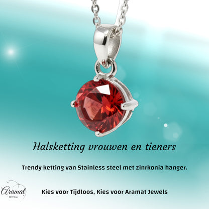 Pendentif élégant en acier inoxydable et zircone