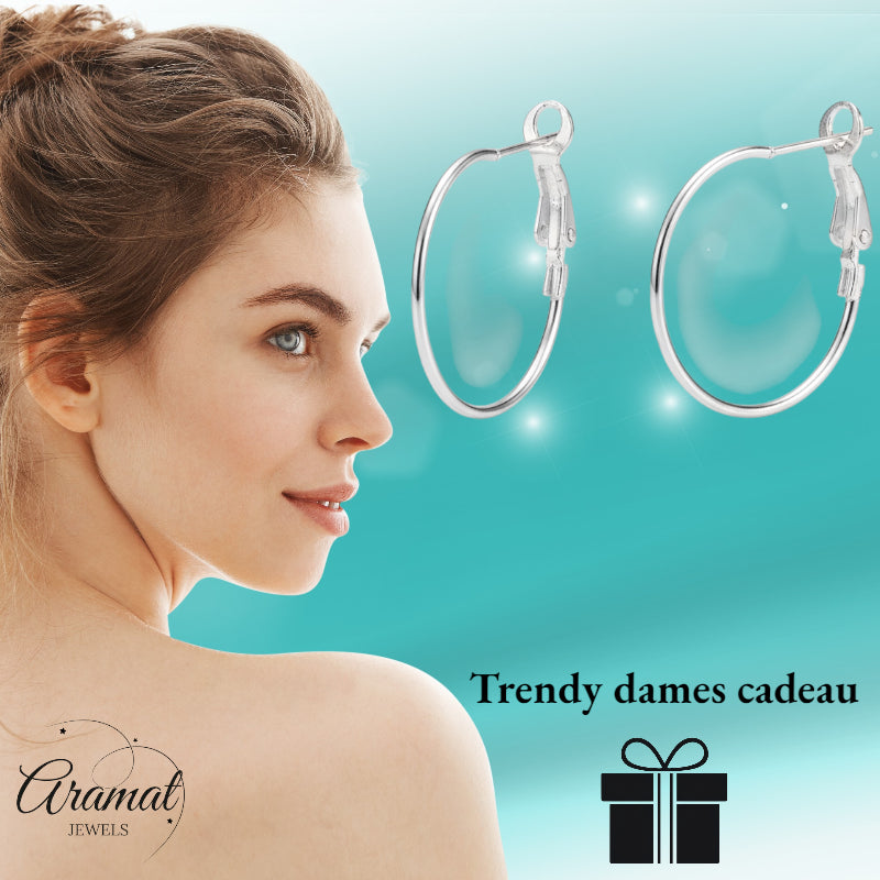 Boucles d'oreilles en métal argenté, charnière pliable de 25 mm