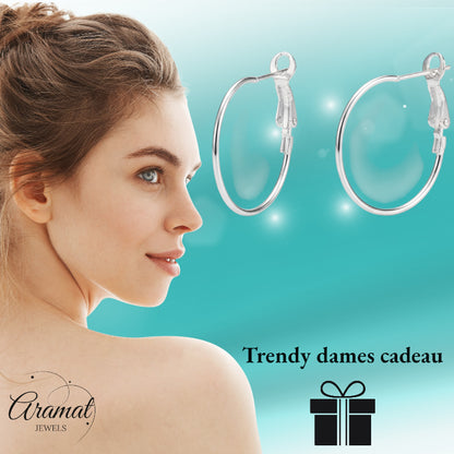 Boucles d'oreilles en métal argenté, charnière pliable de 25 mm