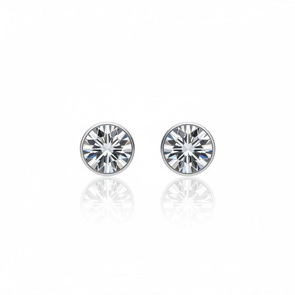 Oorstekers – Staal Kristal Grijs Zilverkleur (6mm)