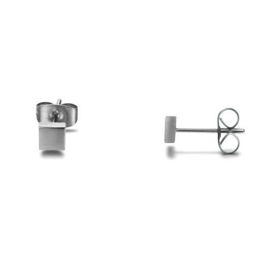 Boucles d'oreilles puces – Acier carré couleur argent (4 mm) 