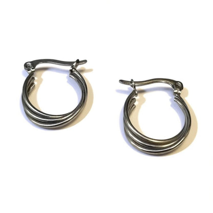 Stalen Oorringen met Triple Hoop Design (16 mm)