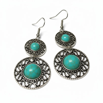 Boho Oorhangers Turquoise Steen 62mm
